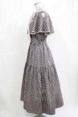 画像2: axes femme POETIQUE / チェックケープデザインワンピース M チャコール H-26-07-03-021-AX-OP-NS-ZH (2)