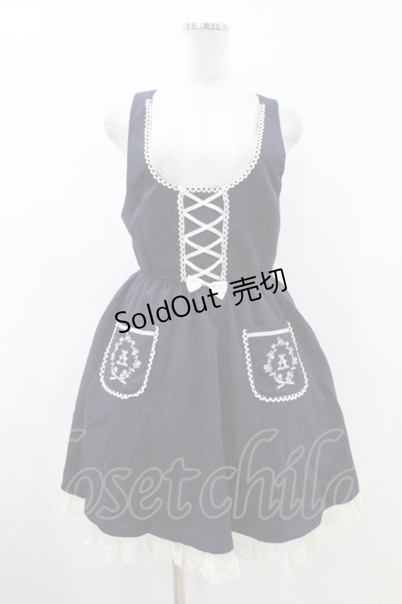 画像1: Amavel / ポケット刺繍ジャンパースカート Free ネイビー H-26-07-04-037-CA-OP-NS-ZH (1)