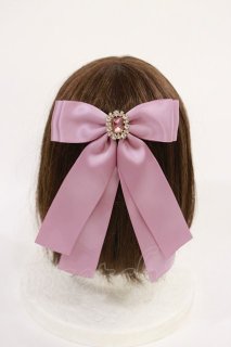 Maison de FLEUR / ビジューサテンリボンバレッタ ピンク H-26-07-05