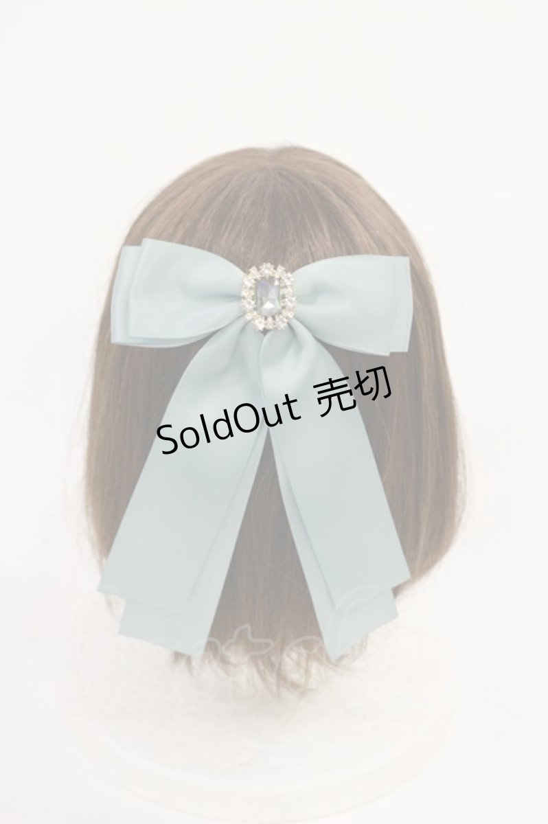 画像1: Maison de FLEUR / ビジューサテンリボンバレッタ  ミント H-26-07-05-1045-LO-AC-NS-ZH (1)