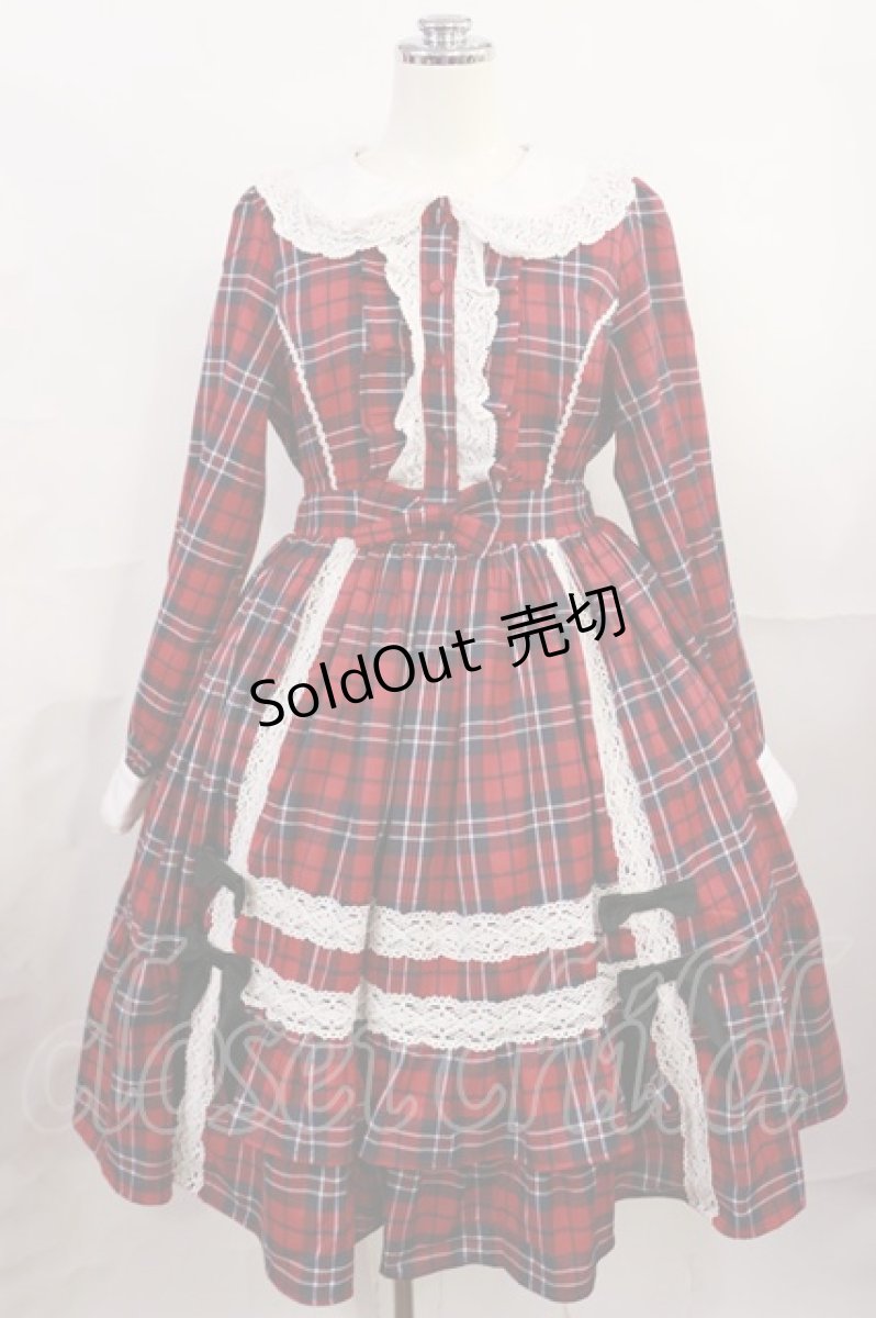 画像1: axes femme kawaii / タータンチェックチェックワンピース M レッド H-26-07-05-1007-AX-OP-NS-ZH (1)