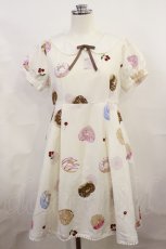 画像1: Ank Rouge / SweetDonutsリボンブローチワンピース M オフ H-26-07-05-1016-CA-OP-NS-ZH (1)