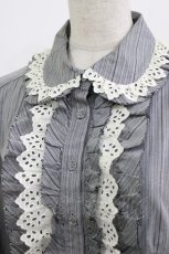 画像3: Jane Marple / ストライプブラウス M グレー H-26-07-05-055-JM-BL-AK-ZH (3)