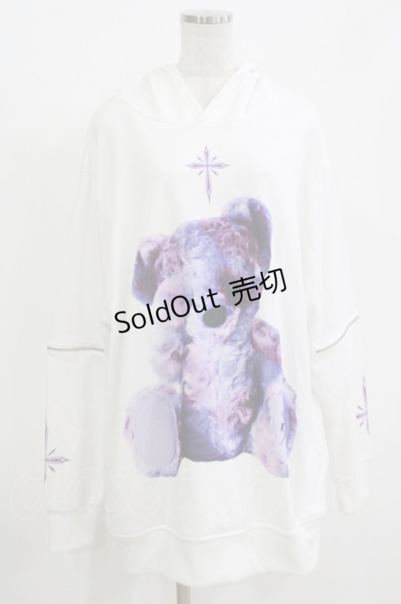 画像1: TRAVAS TOKYO / Furry bear arm zip hoodie FREE 白 H-26-07-05-058-PU-TO-AK-ZH (1)