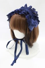 画像1: ATELIER PIERROT / レースリボンヘッドドレス  ネイビー H-26-07-05-073-EL-AC-AK-ZH (1)