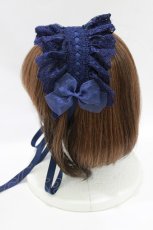 画像2: ATELIER PIERROT / レースリボンヘッドドレス  ネイビー H-26-07-05-073-EL-AC-AK-ZH (2)