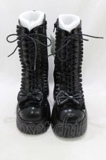 画像1: ATELIER PIERROT / Chunky Frilled Ribbon Boots L(約24.5cm) 黒 H-26-07-05-082-EL-SH-AK-ZH (1)