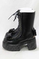 画像2: ATELIER PIERROT / Chunky Frilled Ribbon Boots L(約24.5cm) 黒 H-26-07-05-082-EL-SH-AK-ZH (2)