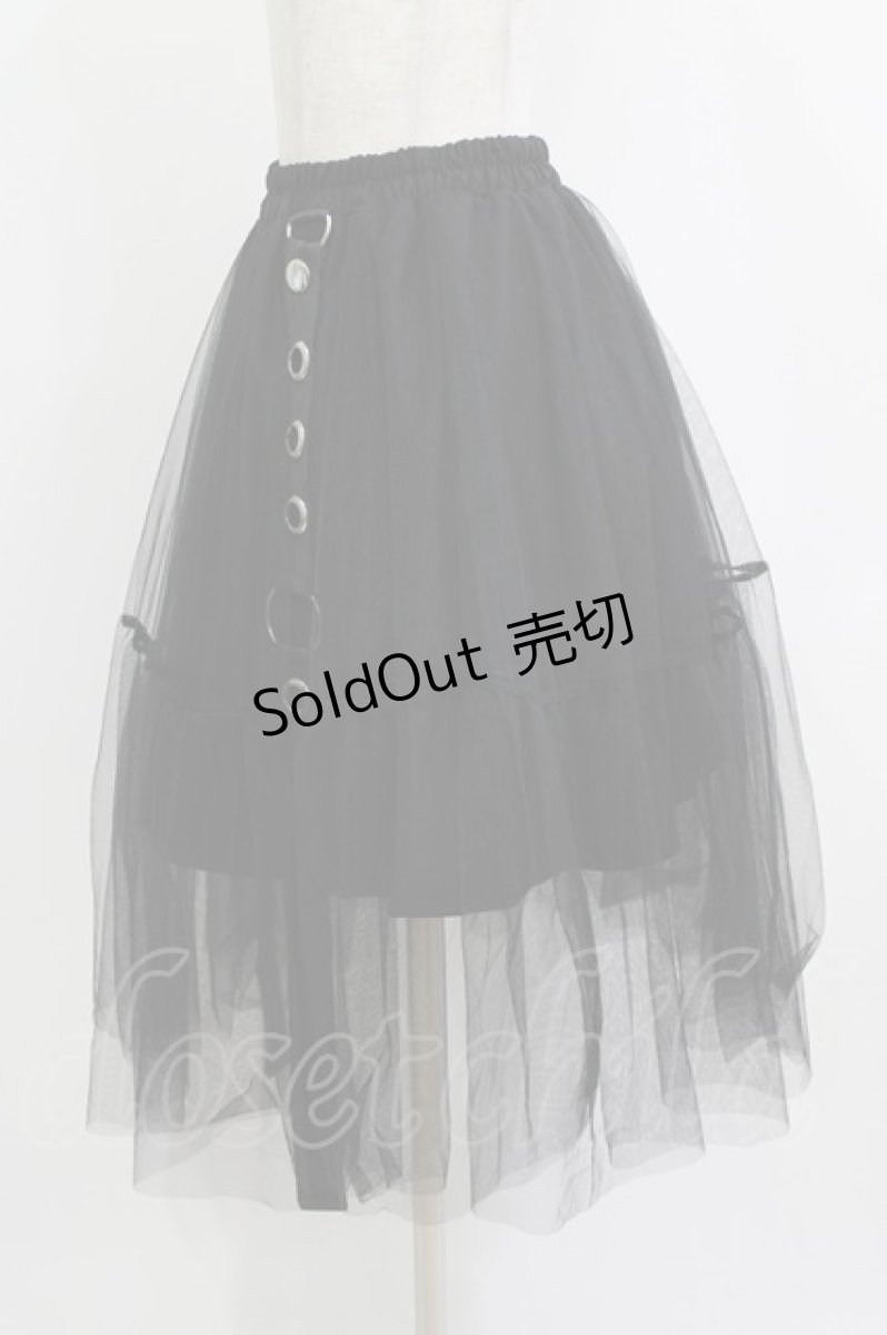 画像2: LISTEN FLAVOR / ベルト装備ふわふわチュールスカート F 黒 H-26-07-06-1031-PU-SK-AK-ZH (2)