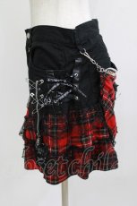 画像2: MAD / ポーチ付きチェック切替スカート M 黒×赤 H-26-07-06-1044-PU-SK-AK-ZH (2)