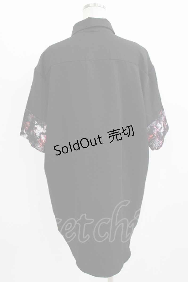 画像2: NieR Clothing / 切替半袖シャツ  黒 H-26-07-06-1058-PU-BL-AK-ZH (2)