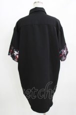 画像2: NieR Clothing / 切替半袖シャツ  黒 H-26-07-06-1058-PU-BL-AK-ZH (2)