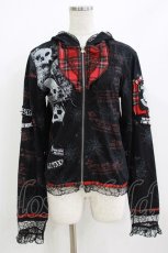 画像1: MAD / フード付きプリントZIPパーカー M 黒×赤 H-26-07-06-1064-PU-TO-AK-ZH (1)