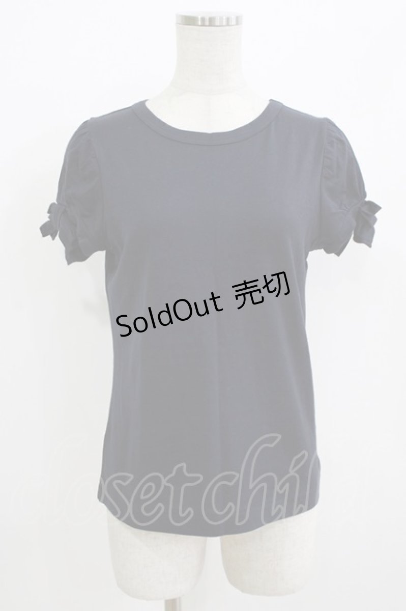 画像1: Jane Marple / 袖リボンカットソー M ネイビー H-26-07-06-1069-JM-TO-AK-ZH (1)