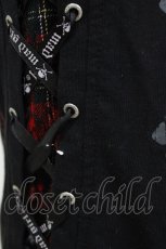 画像4: MAD / レースアッププリント半袖カットソー M 黒×赤 H-26-07-06-1075-PU-TO-AK-ZH (4)