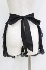 画像2: ATELIER PIERROT / ロゴ刺繍入りレースエプロン  黒 H-26-07-06-1076-EL-ZA-AK-ZH (2)