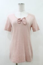 画像1: PINK HOUSE / リボン付き半袖Tシャツ M ピンク H-26-07-07-060-LO-TS-YZ-ZH (1)