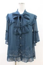 画像1: axes femme / シアーフリルボータイブラウス M ブルーグリーン H-26-07-07-062-AX-BL-YZ-ZH (1)