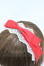 画像3: axes femme kawaii / レースリボンカチューシャ  白/レッド H-26-07-07-012-AX-AC-NS-ZH (3)