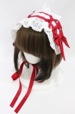 画像1: axes femme kawaii / トーションレースヘッドドレス  オフ/レッド H-26-07-07-020-AX-AC-NS-ZH (1)