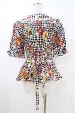 画像2: metamorphose / 【プラスサイズ】Gingham fruits tart 半袖ブラウス size 2 ブラック H-26-07-09-1036-ME-BL-YZ-ZH (2)