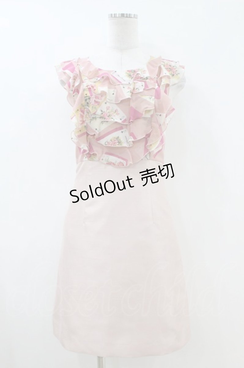 画像1: JESUS DIAMANTE / ミシュランディナーワンピース 40 トランプ薔薇/シャンタンピンク H-26-07-09-1049-JE-OP-NS-ZH (1)