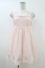 画像1: To Alice / うさぎ刺繍ジャンパースカート S ピンク H-26-07-09-1050-LO-OP-NS-ZH (1)