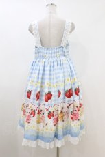 画像2: To Alice / いちご×ハニーベアジャンパースカート L サックス H-26-07-09-1052-LO-OP-NS-ZH (2)