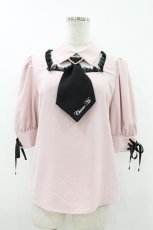 画像1: Jamie エーエヌケー / ハートバックルネクタイブラウス M ピンク/ブラック H-26-07-10-1051-LO-BL-NS-ZH (1)