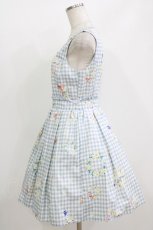 画像2: Ank Rouge / ギンガムマーガレットリースウエスト切替ジャンパースカート M サックス H-26-07-11-027-CA-OP-NS-ZH (2)