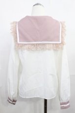 画像2: MA*RS / セーラーブラウス FREE 白/ピンク H-26-07-11-1017-EL-BL-NS-ZH (2)