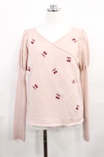 画像1: melume / maki/サクランボ刺繍ニットプルオーバー L オフ H-26-07-11-1028-0-TO-NS-ZH (1)