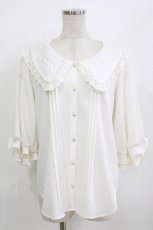 画像1: axes femme POETIQUE / 襟刺繍ボリューム袖ブラウス M 白 H-26-07-11-052-AX-BL-NS-ZH (1)