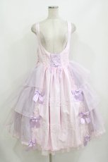 画像1: metamorphose / 【プラスサイズ】Mellifluous フロントあきフリルジャンパースカート プラスサイズ ピンク H-26-07-11-010-ME-OP-NS-ZH (1)