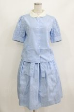 画像1: Fi.n.t / ボリューム袖マリンカラーシャツ+ウエストリボンギャザースカート Free LIGHT BLUE×WHITE H-26-07-11-012-CA-OP-NS-ZH (1)