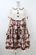 画像1: To Alice / ヨーク切替ワンピース M ベージュ/ブラウン H-26-07-12-036-LO-OP-NS-ZH (1)