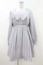 画像1: axes femme POETIQUE / セーラー刺繍ワンピース M グレー H-26-07-12-038-AX-OP-NS-ZH (1)