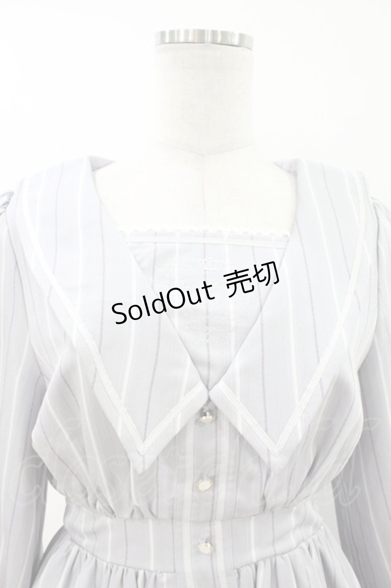 画像3: axes femme POETIQUE / セーラー刺繍ワンピース M グレー H-26-07-12-038-AX-OP-NS-ZH (3)