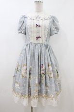 画像1: 仲夏物語（海外ロリータブランド） / Tulip Tea Party 刺繍襟ワンピース S サックス H-26-07-12-039-EL-OP-NS-ZH (1)