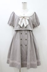 画像1: Amavel / Ribbon Emblem Setup風セーラーワンピース（ミドル丈） Free グレー H-26-07-12-040-CA-OP-NS-ZH (1)