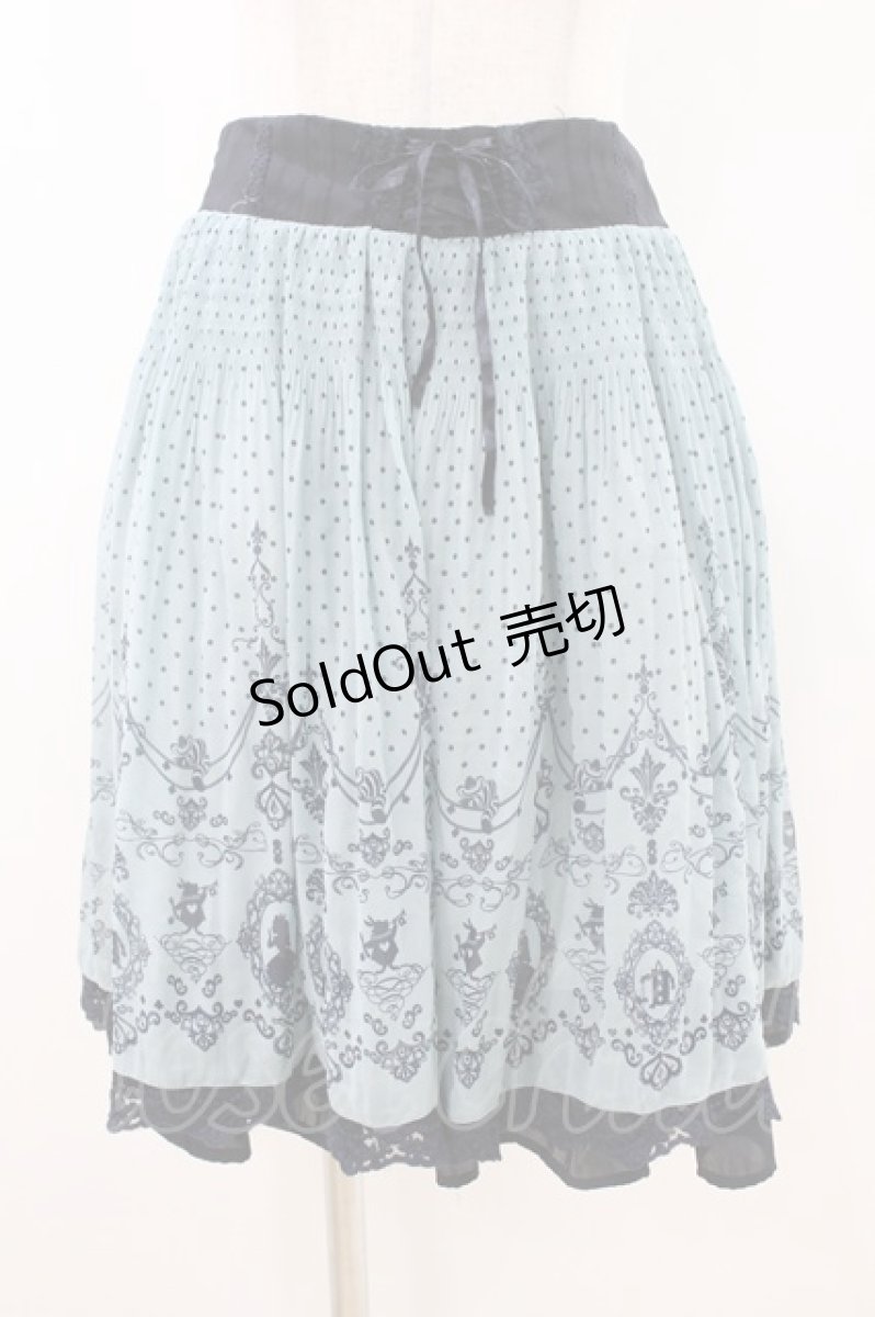 画像1: axes femme / 不思議の国のアリス柄スカート M ブルーグリーン/ネイビー H-26-07-12-050-AX-SK-NS-ZH (1)