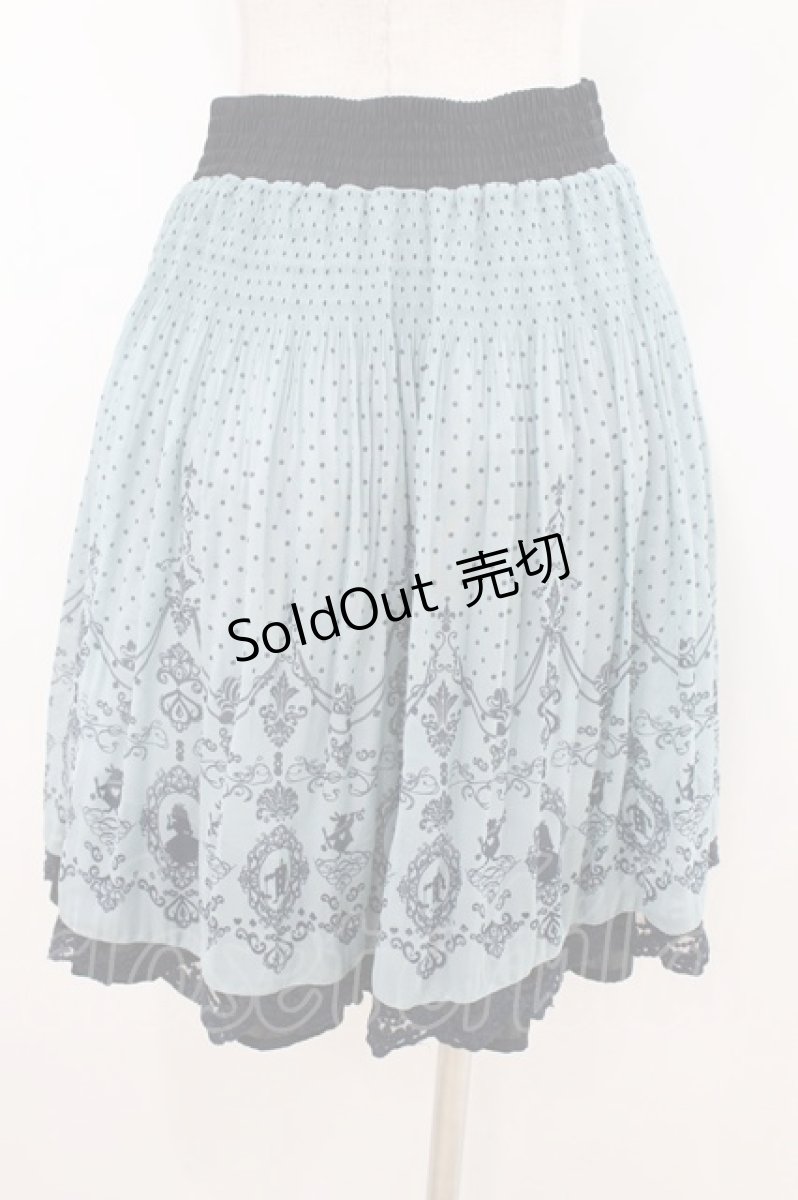 画像2: axes femme / 不思議の国のアリス柄スカート M ブルーグリーン/ネイビー H-26-07-12-050-AX-SK-NS-ZH (2)