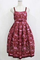 画像1: Shirley Temple / ロゴプリントジャンパースカート  ワイン H-26-07-12-1029-ET-OP-KB-ZH (1)