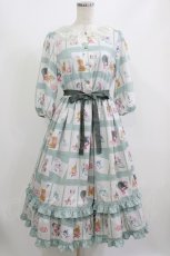画像1: Emily Temple cute / Kitten Stamp Collectionロングワンピース  ミント H-26-07-12-1046-ET-OP-KB-ZH (1)