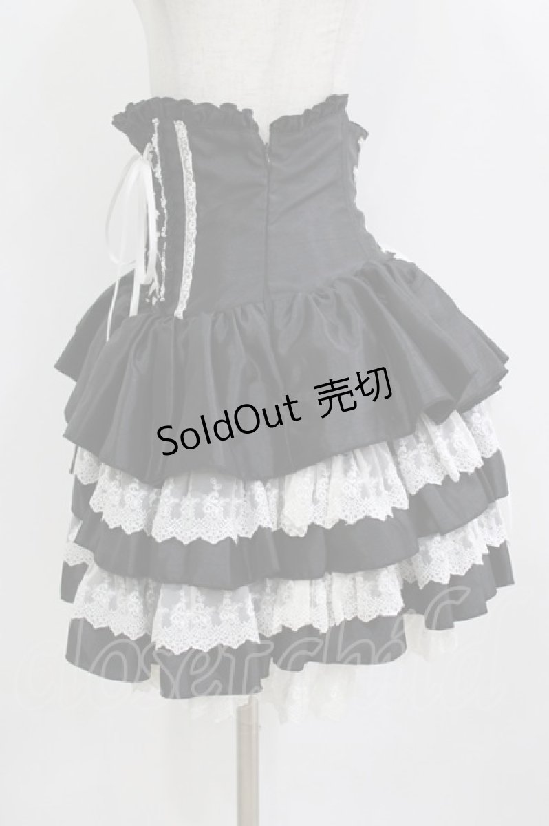 画像2: ATELIER PIERROT / ミニコルセットスカート  ブラック×ホワイト H-26-07-12-1058-EL-SK-AK-ZH (2)