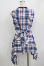 画像3: MARBLE / チェックノースリーブワンピース  白×青×赤 H-26-07-12-1060-GO-OP-AK-ZH (3)
