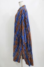 画像2: Candy Stripper / FLARE CHECK SHIRTワンピース  ブルー H-26-07-12-1063-PU-OP-KB-ZH (2)