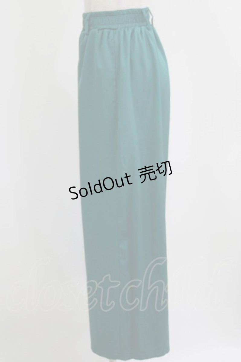 画像2: NieR Clothing / サイド刺繍ワイドパンツ  グリーン H-26-07-12-1069-PU-PA-KB-ZH (2)