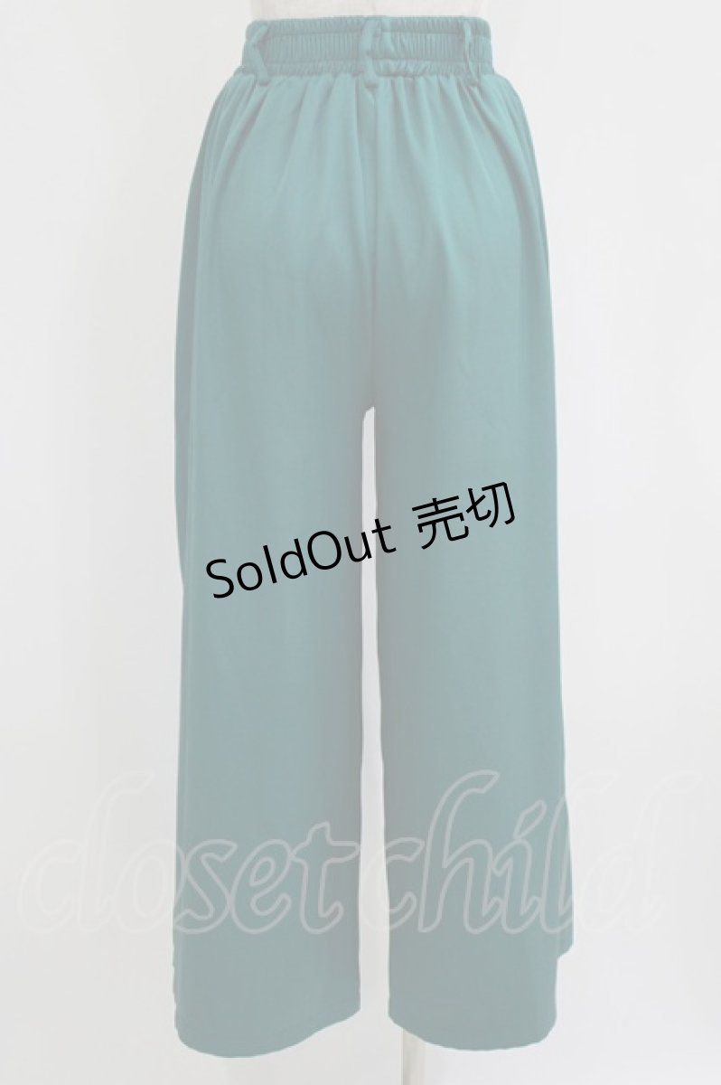 画像3: NieR Clothing / サイド刺繍ワイドパンツ  グリーン H-26-07-12-1069-PU-PA-KB-ZH (3)