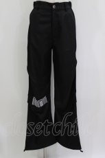 画像1: NieR Clothing / ロゴ刺繍パンツ  黒 H-26-07-12-1079-PU-PA-KB-ZH (1)